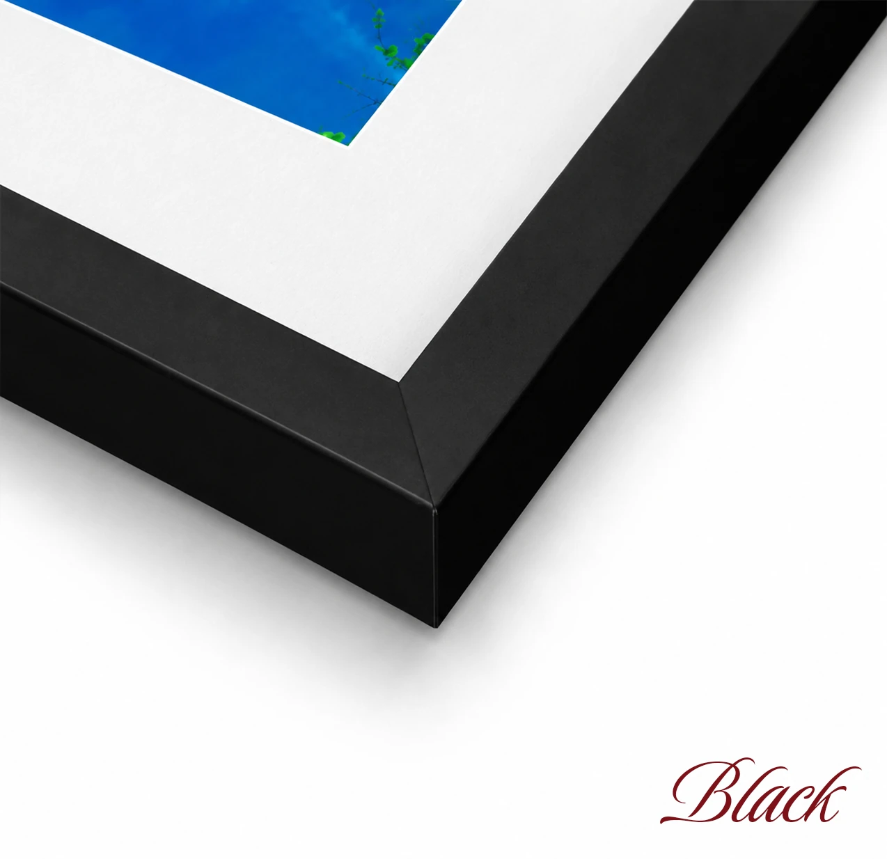Black fine art paper frame corner