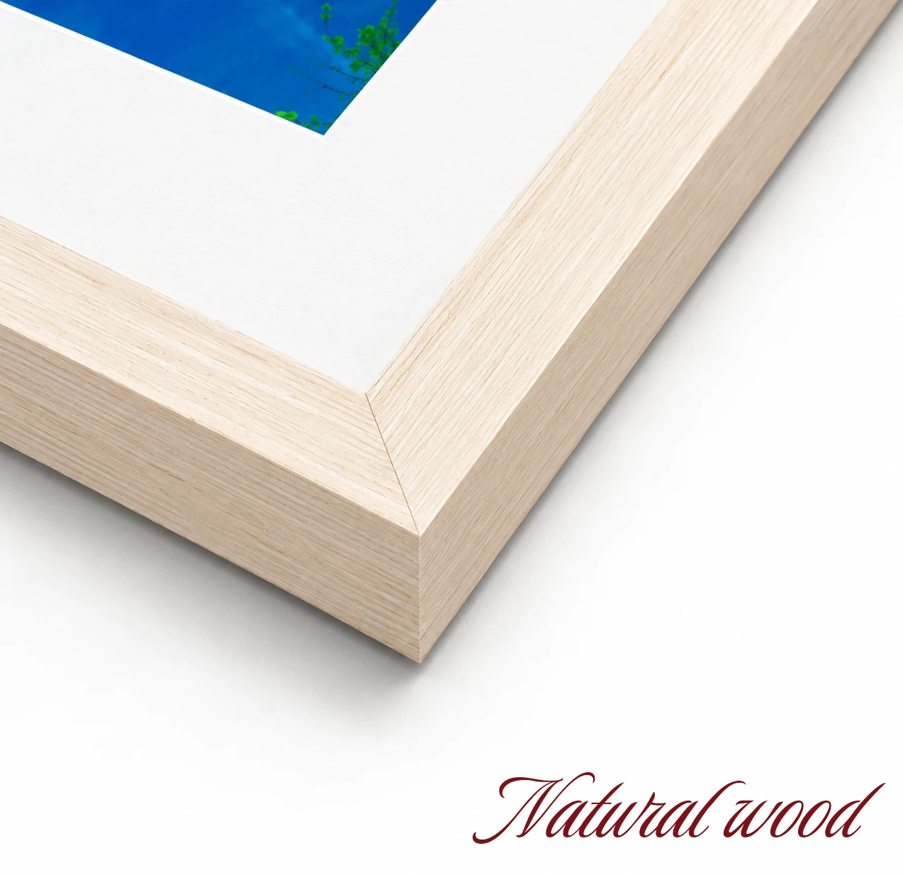 Natural Wood fine art paper frame corner