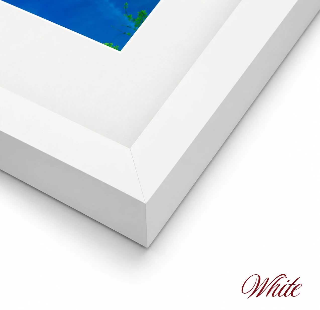 White fine art paper frame corner